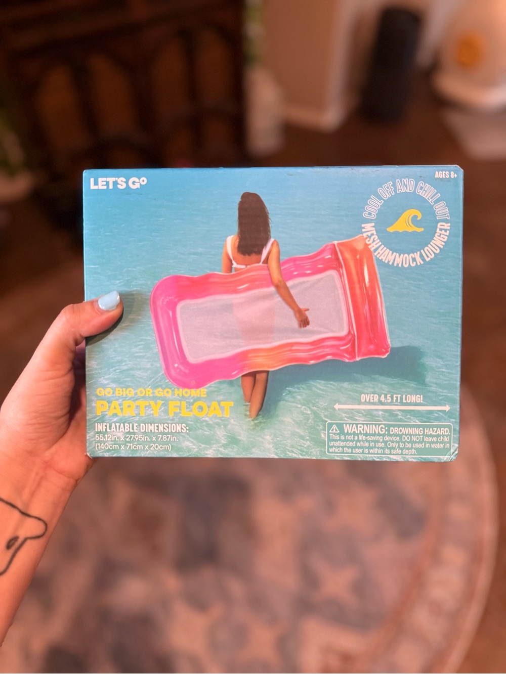 New in Box Pink Inflatable Mesh Pool Lounger